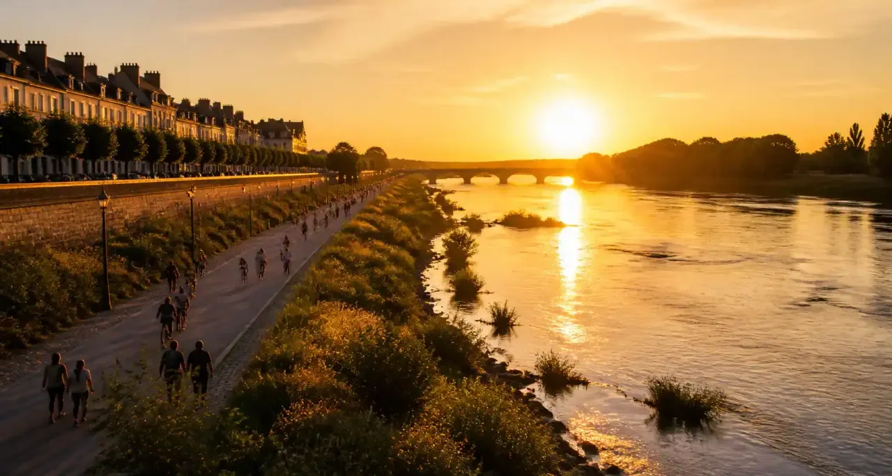Bords de Loire à Orléans au coucher du soleil