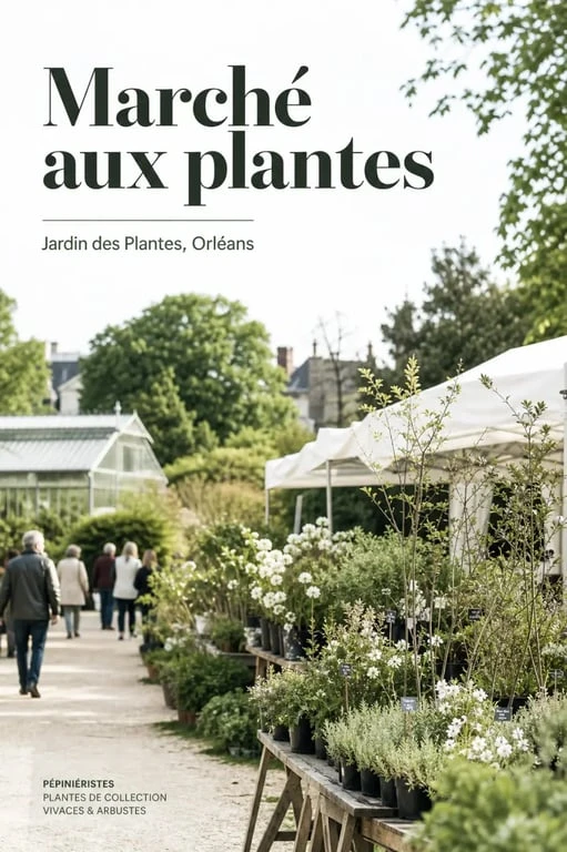 Marché aux plantes Orléans 2025 au Jardin des Plantes avec stands de pépiniéristes et ambiance de printemps