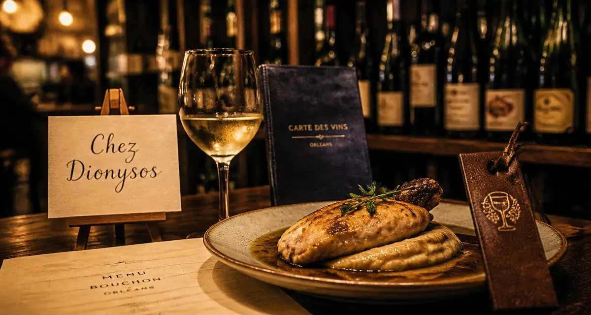 dionysos restaurant orléans : verre de vin et assiette de saison