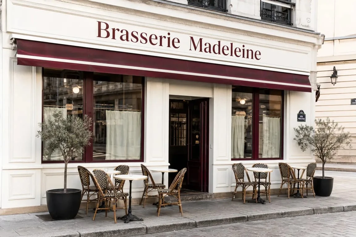 Restaurant Madeleine Orléans : façade d’une brasserie traditionnelle à Orléans avec ambiance chaleureuse