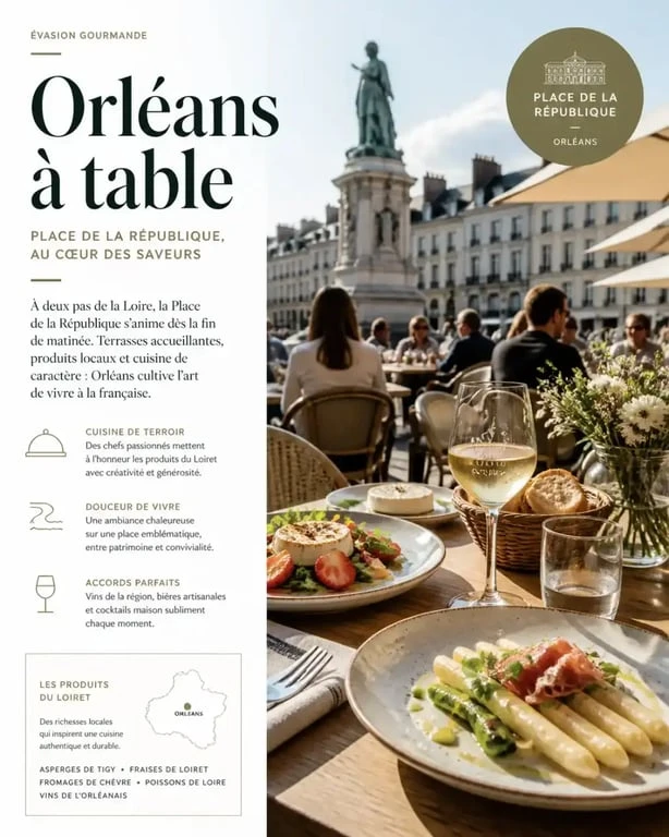 Terrasse de restaurant sur la Place de la République à Orléans