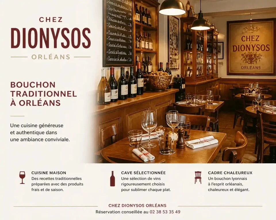 Ambiance intérieure du restaurant Chez Dionysos Orléans