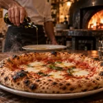 Nouveau restaurant italien Orléans : pizza napolitaine sortant du four à bois, Viaggio