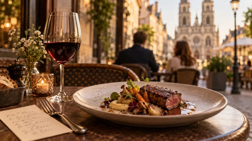 Restaurant bistronomique orléans sur les quais de Loire, assiette et vin