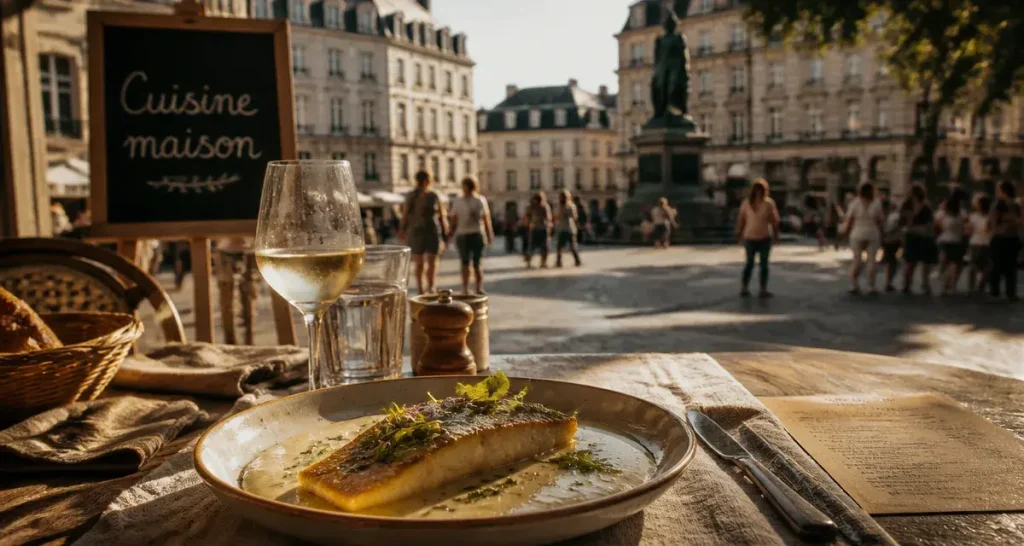 Restaurant place de la république Orléans : terrasse et plat du jour cuisine maison