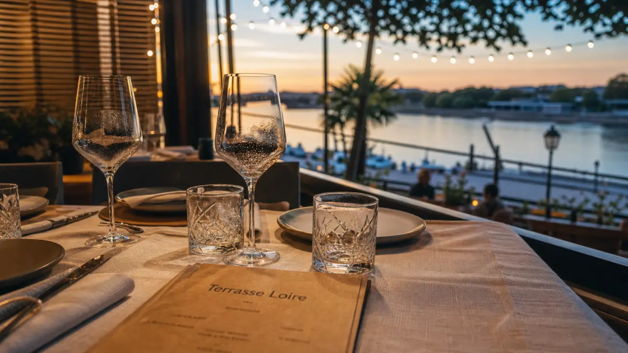 Restaurant terrasse Orléans avec vue sur la Loire, table sur la terrasse