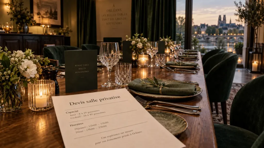 Restaurant avec salle privative à Orléans : 7 vérifications avant de réserver